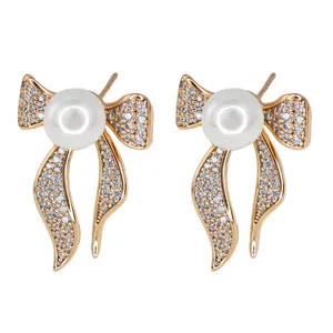 گوشواره میخی زنانه ژوپینگ مدل پاپیون کد AAE1199