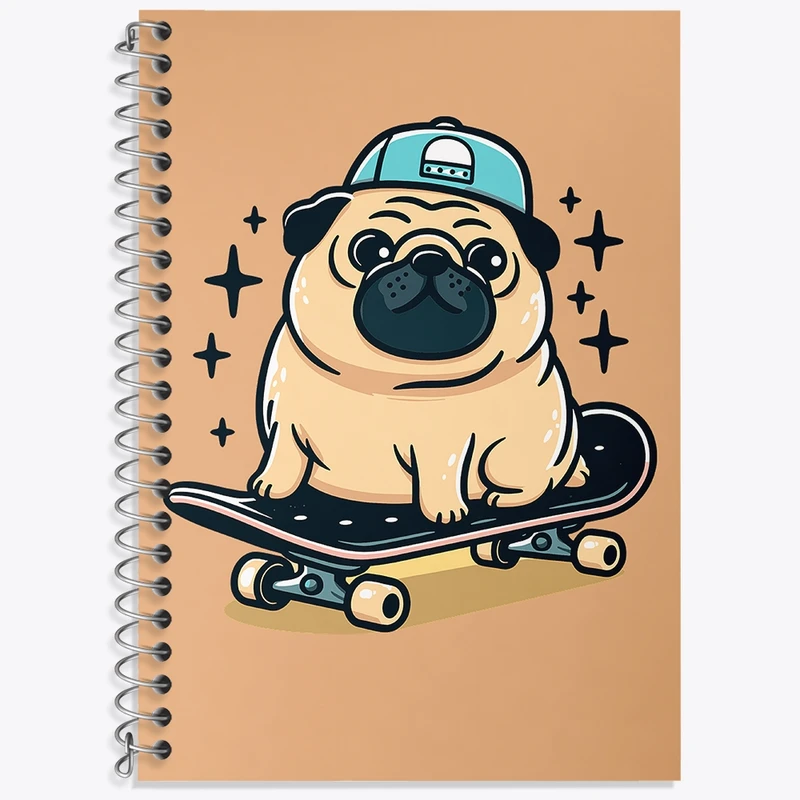 دفتر زبان 50 برگ خندالو مدل سه خط طرح سگ اسکیت سوار کد N1475