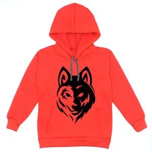 هودی پسرانه مدل گرگ A38 رنگ قرمز