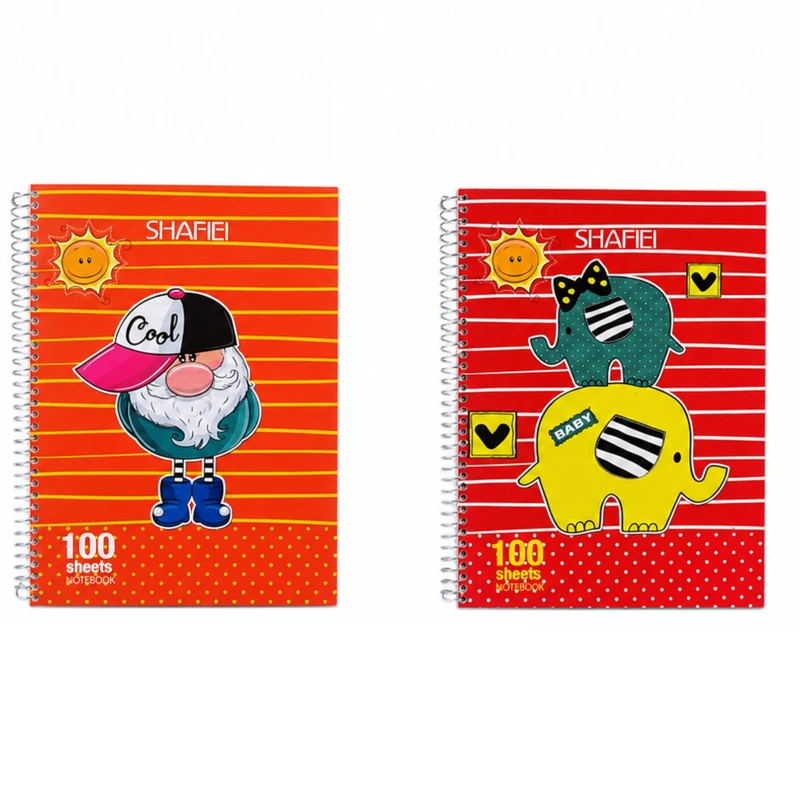 دفتر مشق 100 برگ شفیعی مدل سیمی مجموعه دو عددی