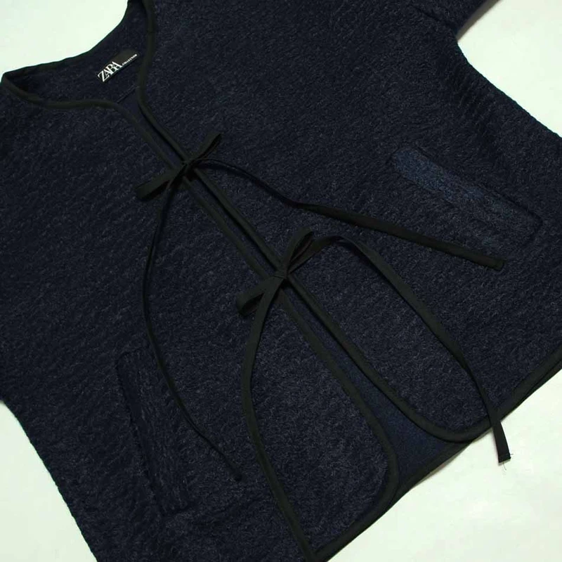 عکس شماره 3 : پالتو زنانه مدل فوتر پشمی جلو پاپیونی کد 10270