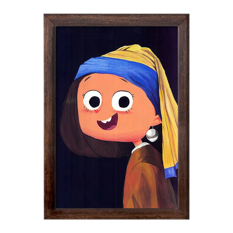 تابلو خندالو طرح دختری با گوشواره مروارید کد F1654