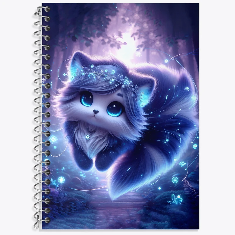 دفتر زبان 50 برگ خندالو مدل دو خط طرح گربه بامزه کد F5393