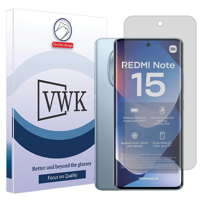 محافظ صفحه نمایش شفاف وی دبلیو کی مدل هیدروژلی مناسب برای گوشی موبایل شیائومی Redmi Note 15 4G