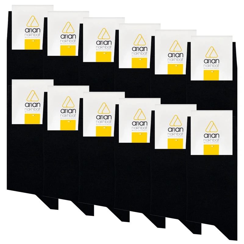 جوراب مردانه مشکی آریان نخ باف کد 51217 بسته 12جفتی پنجه گیری شده -  - 2