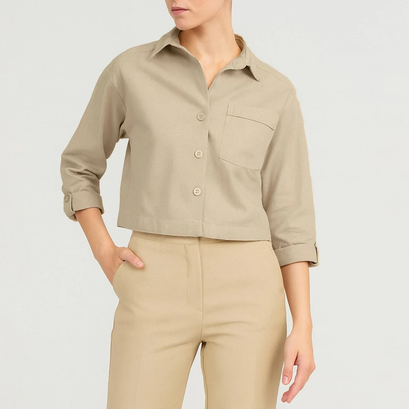 شومیز آستین بلند یقه برگردان زنانه بنیس مدل 38720902