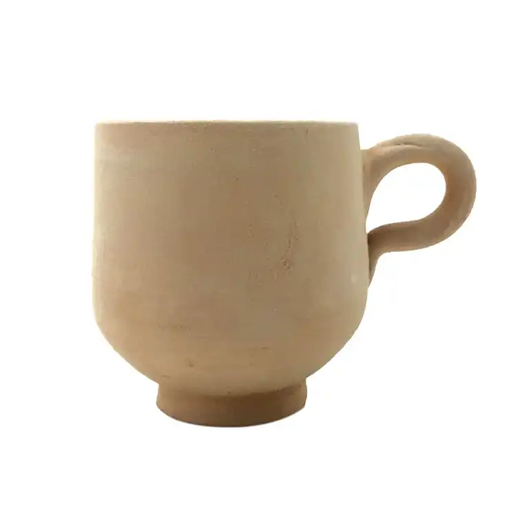 ست لیوان و نعلبکی سفالی خام مدل سنتی مجموعه 6 عددی