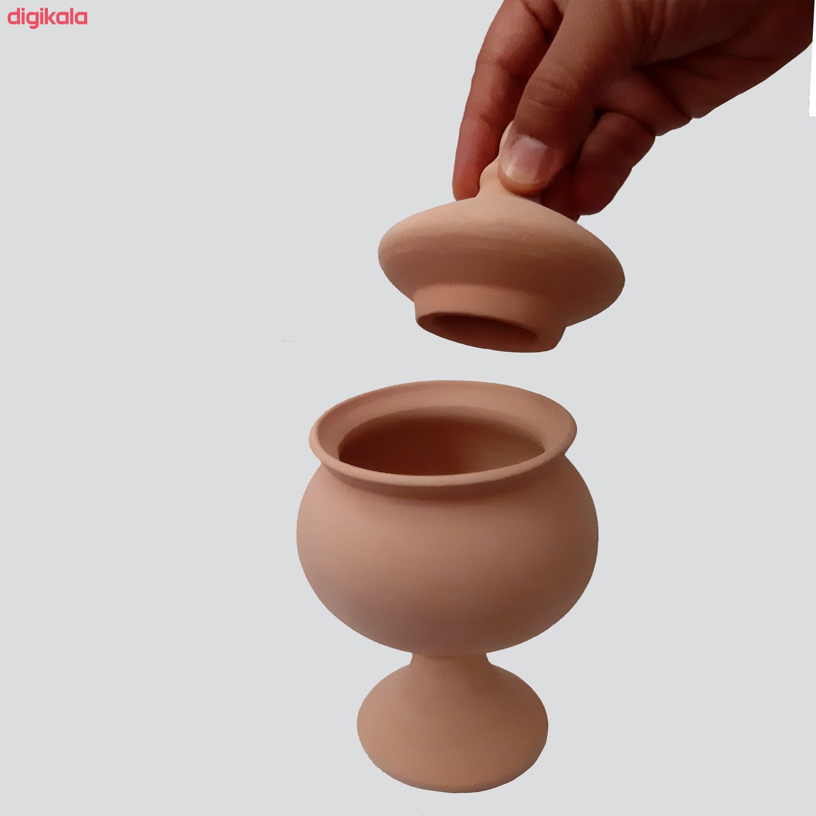 قندان سفالی خام مدل کاپ پایه دار کد GHC-004 main 1 2