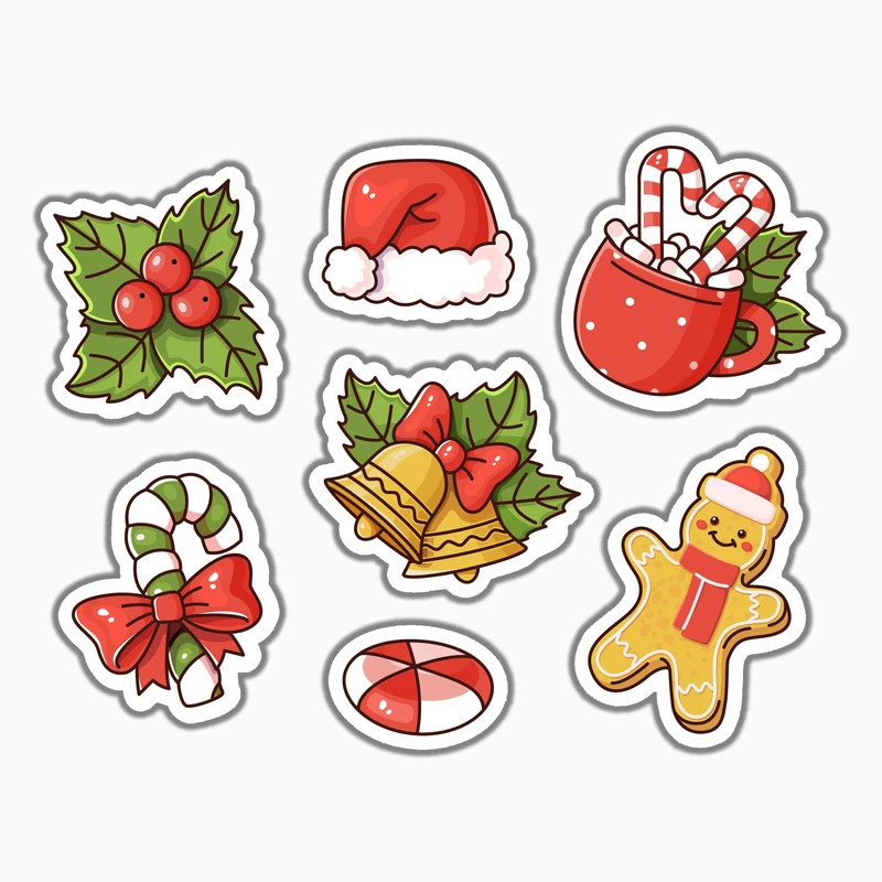 استیکر لپ تاپ و موبایل بووم طرح سانتا کد MA91 مجموعه 7 عددی