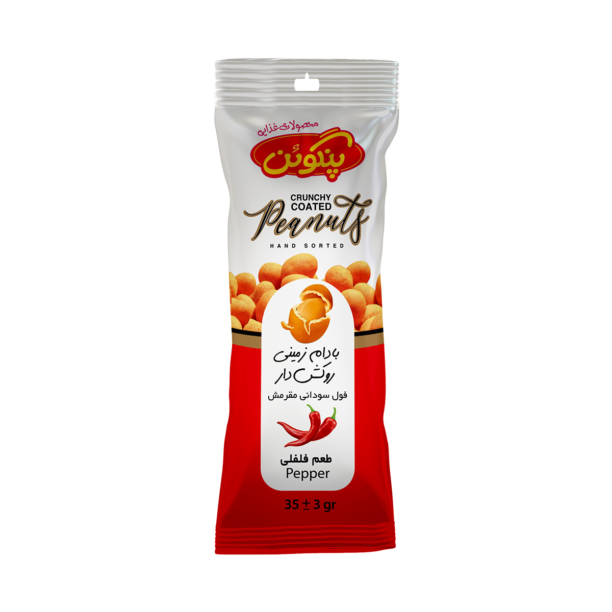 بادام زمینی روکش دار با طعم فلفل پنگوئن - 35 گرم