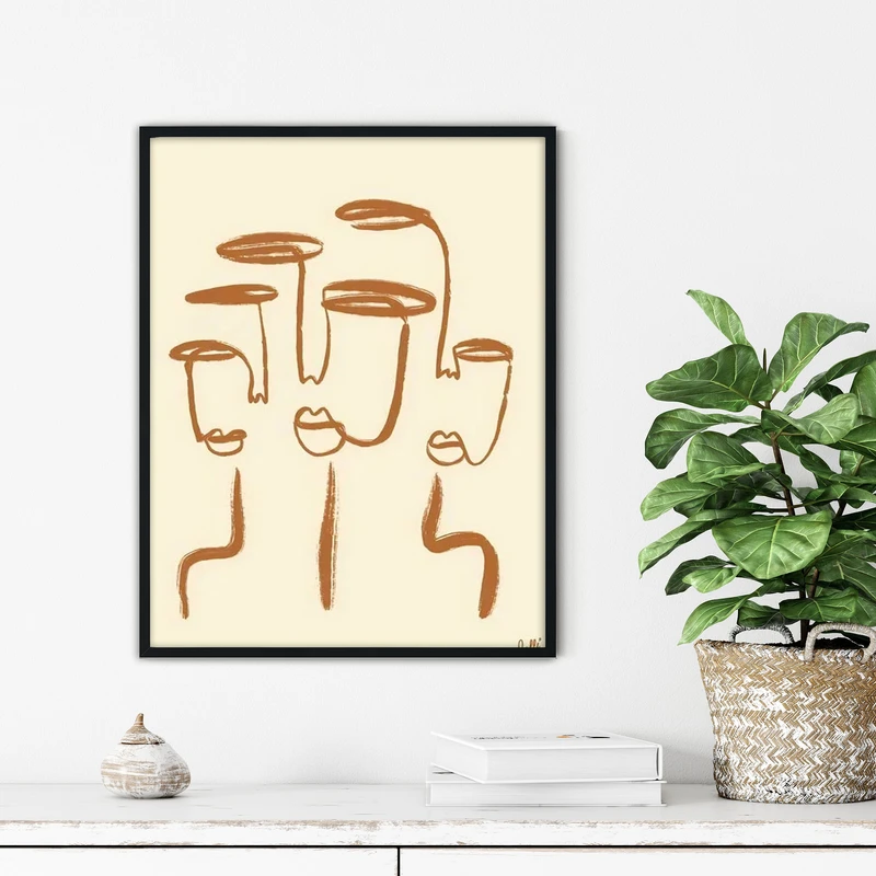 تابلو آتریسا طرح لاین آرت مدرن مدل ATFL147 فریم مشکی