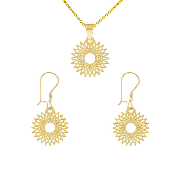 نیم ست طلا 18 عیار زنانه طلای کامک طرح خورشیدی کد 55