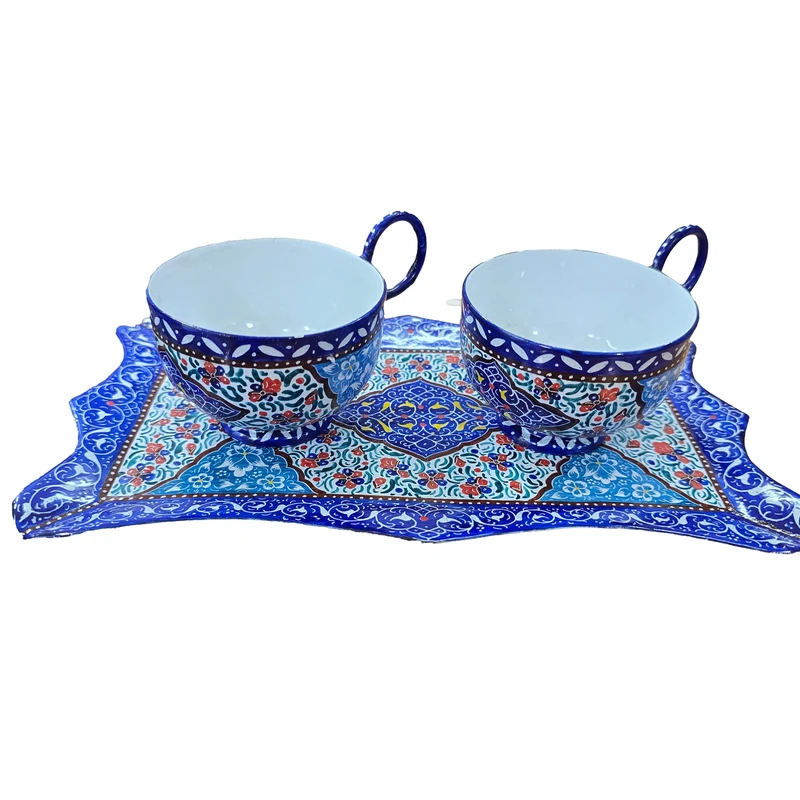 ست سه تکه چای خوری میناکاری مسی میناسرای نیکنامی کد 10002