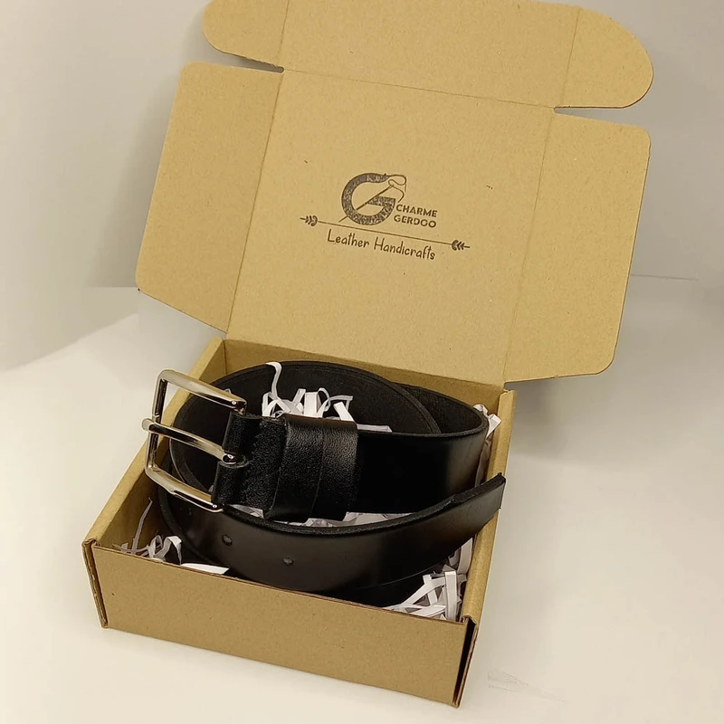 عکس شماره 5 : کمربند مردانه چرم گردو مدل ساده چرم طبیعی گاومیش کد k101