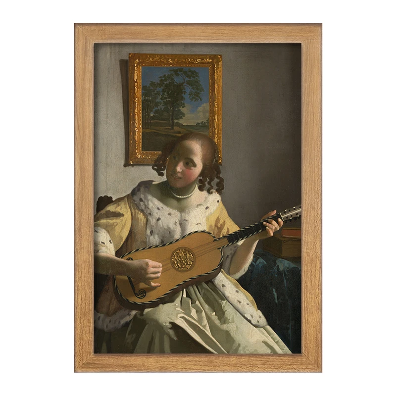 تابلو خندالو مدل نقاشی نوازنده گیتار اثر یوهانس فرمیر کد F12427