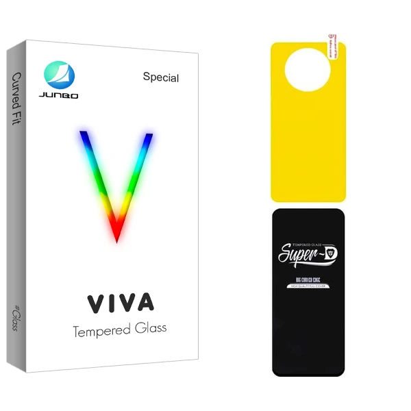 محافظ صفحه نمایش شیشه ای جانبو مدل Viva Super D مناسب برای گوشی موبایل شیائومی Poco X3 به همراه محافظ پشت گوشی