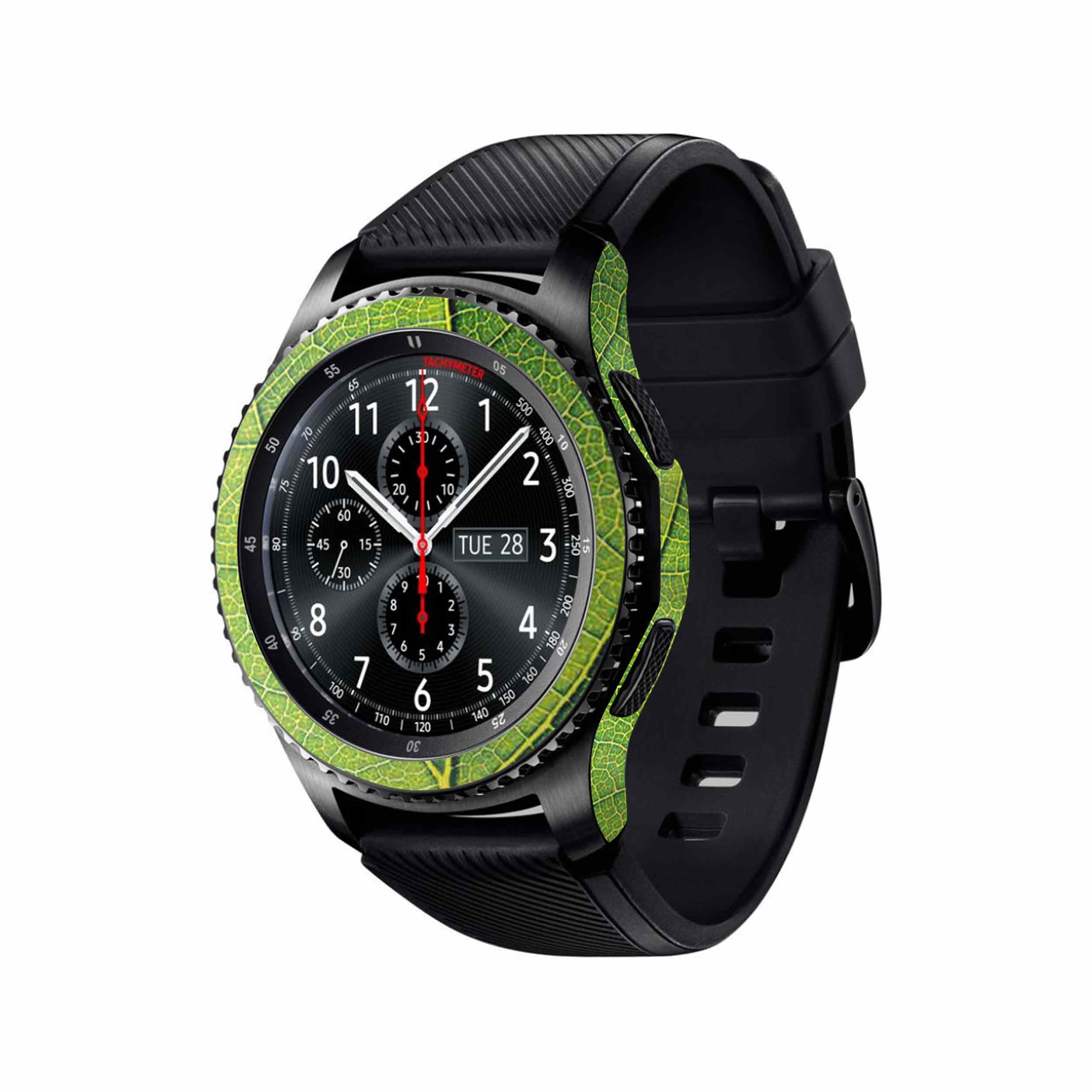 برچسب ماهوت طرح Leaf-Texture مناسب برای ساعت هوشمند سامسونگ Galaxy Gear S3 Frontier