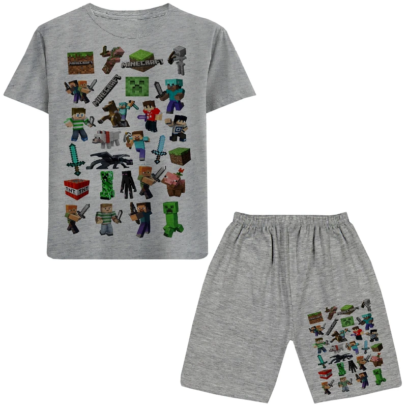 ست تی شرت و شلوارک پسرانه مدل ماینکرفت W58