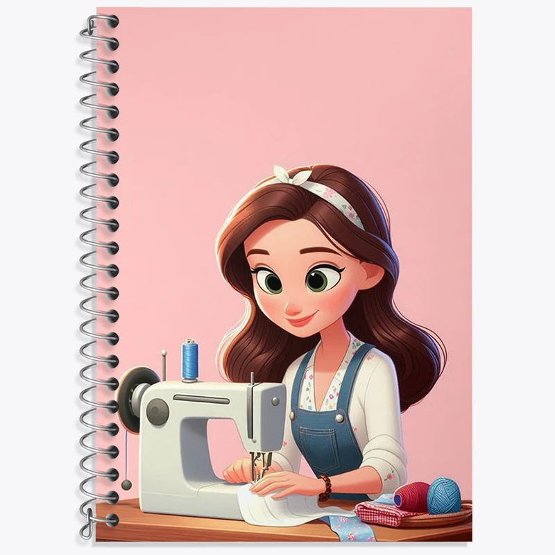 دفتر زبان 50 برگ خندالو مدل دو خط طرح دختر خیاط کد N2025