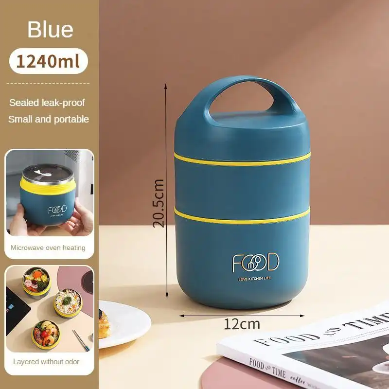 ظرف سفری مدل دو طبقه به همراه ست قاشق و کیف