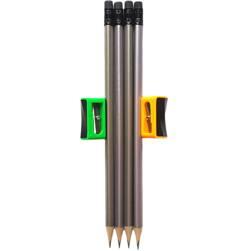 مداد مشکی مدل صدفی کد ALFRD110-095 به همراه تراش مجموعه 6 عددی