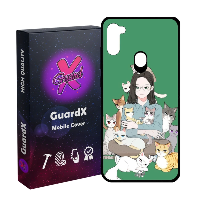 کاور گارد ایکس طرح زن و گربه مدل Glass10676 مناسب برای گوشی موبایل سامسونگ Galaxy A11/M11