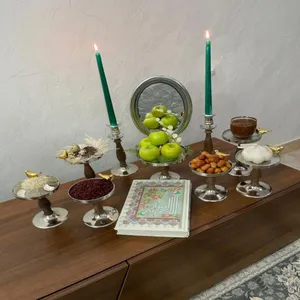 مجموعه ظروف هفت سین 10 پارچه مدل آلومینیوم طرح گنجشک