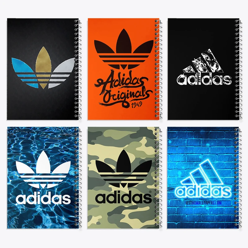 دفتر مشق 100 برگ خندالو طرح آدیداس (Adidas) کد 805 مجموعه 6 عددی