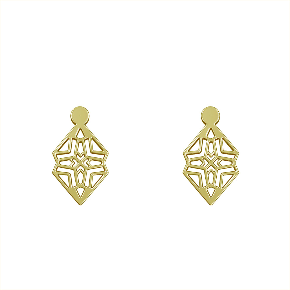 گوشواره طلا 18 عیار زنانه مدوپد مدل هندسی کد GA1-14910