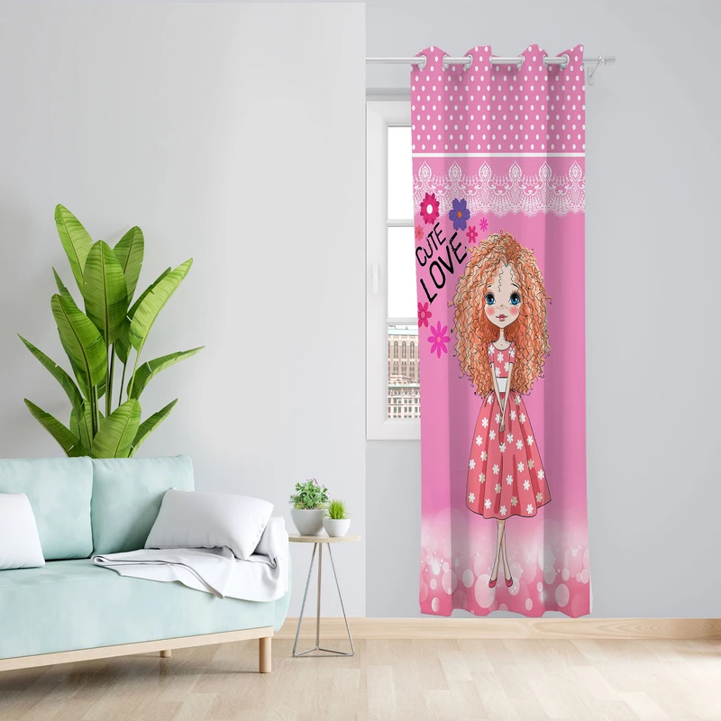  پرده مدل اتاق کودک دخترانه مخمل پانچی کد 1110 سایز 140x280 سانتی متر