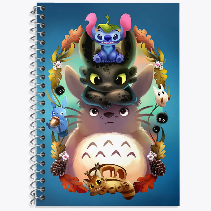 دفتر زبان 50 برگ خندالو مدل سه خط طرح توتورو و استیچ کد N5989