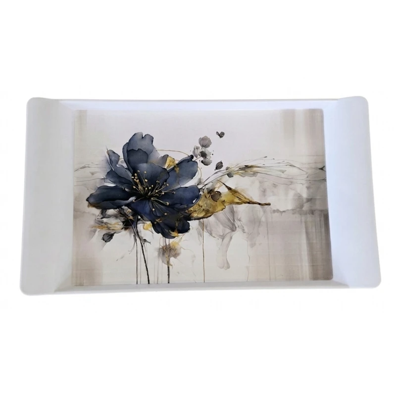 سینی دسته دار مدل گل کد 110-1 سایز 36x20 سانتی متر