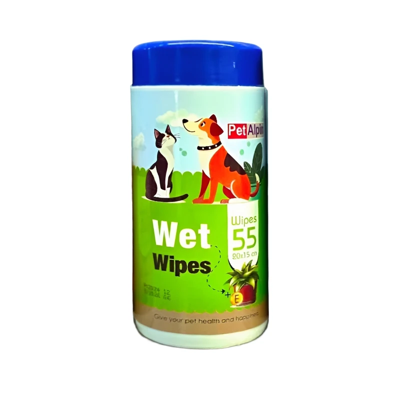 دستمال مرطوب حیوانات پت آلپین مدل vitamine بسته 55 عددی
