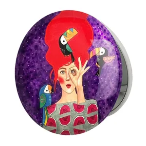 آینه جیبی خندالو طرح دخترونه مدل تاشو کد 6149 