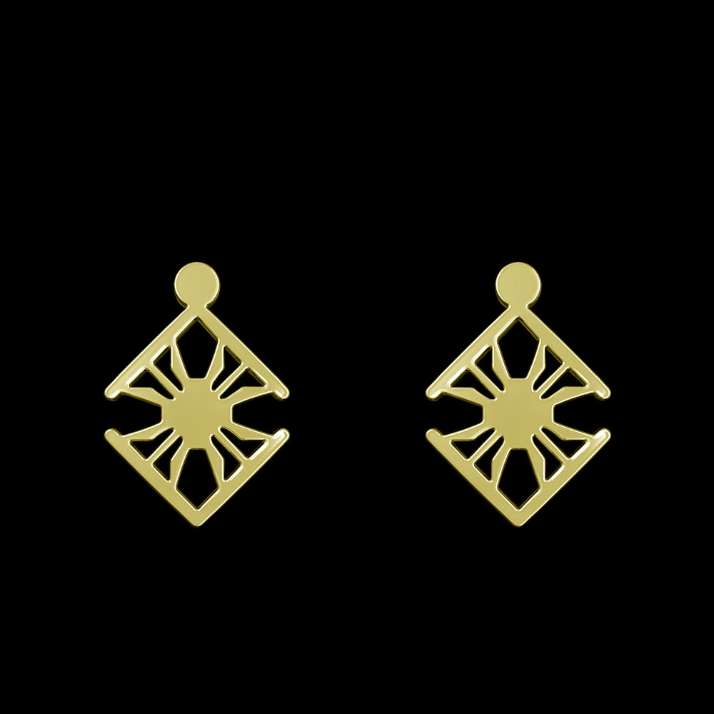 گوشواره طلا 18 عیار زنانه مدوپد مدل هندسی کد GA1-10100