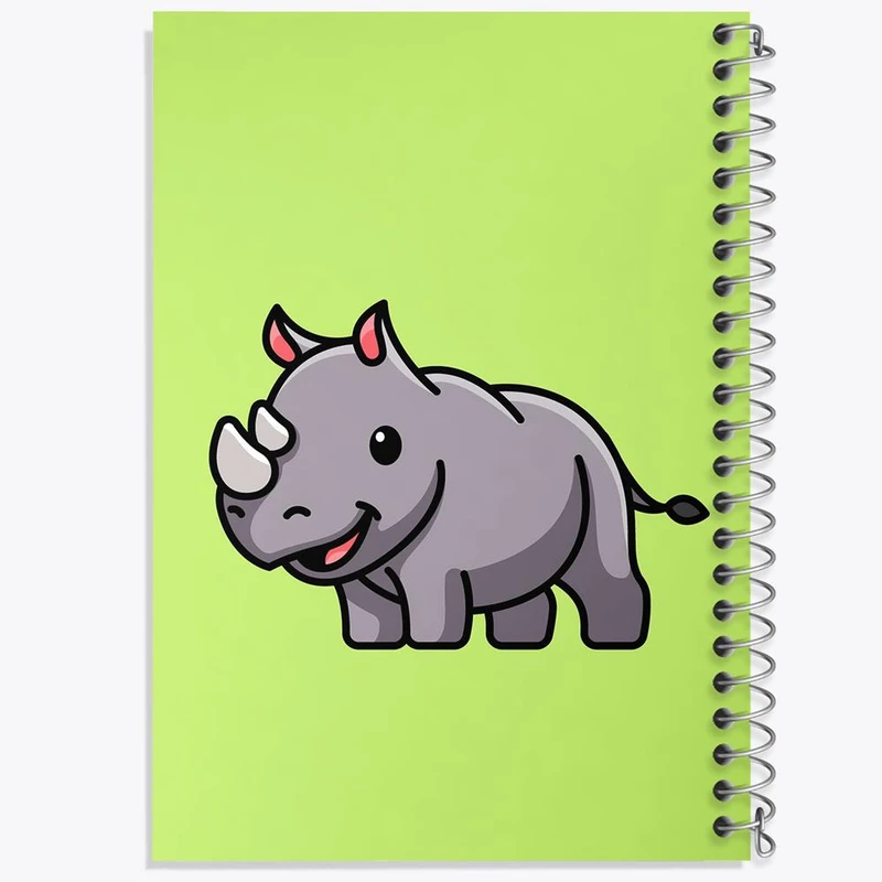 دفتر شطرنجی 50 برگ خندالو طرح حیوانات بامزه کرگدن کد 28176