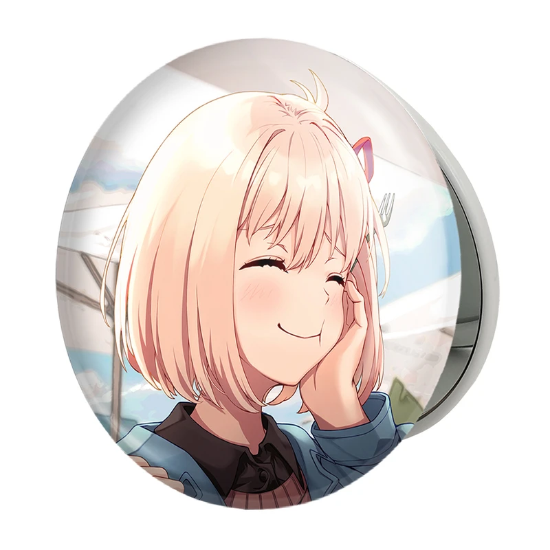 آینه جیبی خندالو طرح چیساتو انیمه لیکوریس ریکویل Lycoris Recoil مدل تاشو کد 22982 