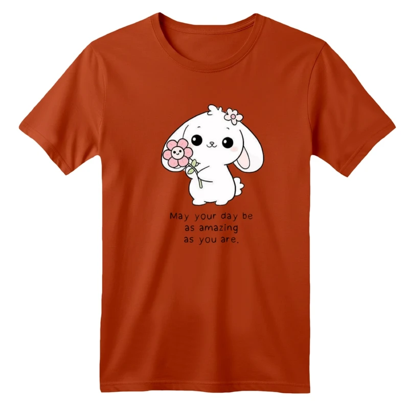 تی شرت آستین کوتاه بچگانه مدل خرگوش و گل