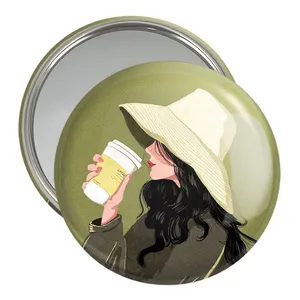 آینه جیبی خندالو مدل مینیمال دخترانه کد 28697