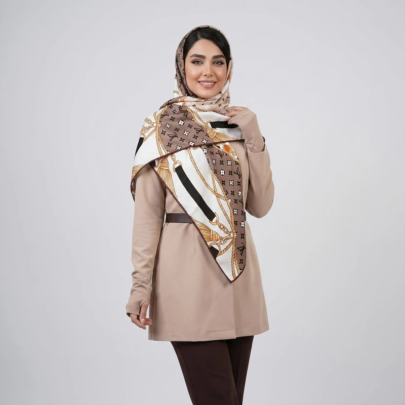 روسری زنانه مدل  ابریشم تابستانه طرح خاص دور دست دوز کد 9702