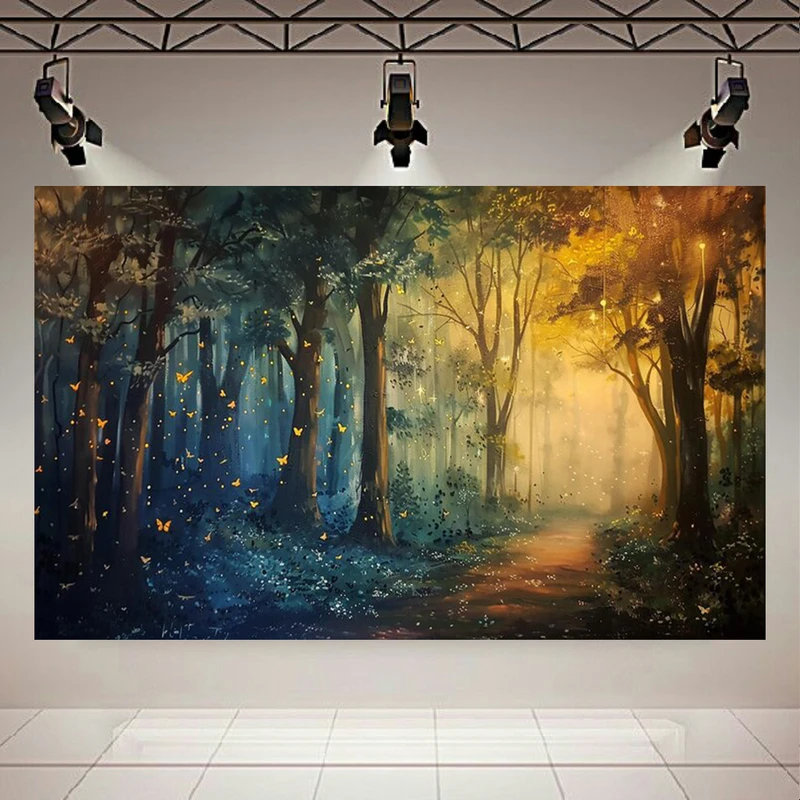 تابلو بوم طرح مخمل جنگل مرموز مدل گرگ و میش کد AR3058275