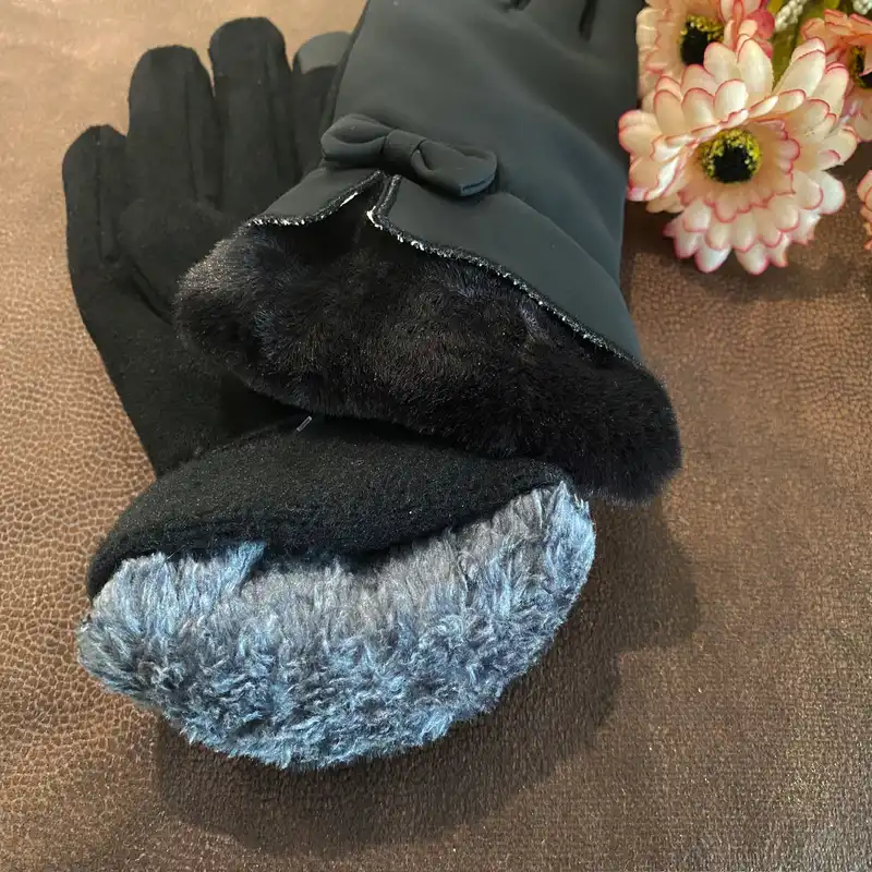 دستکش زنانه مدل پاپیون کد 00517 رنگ مشکی