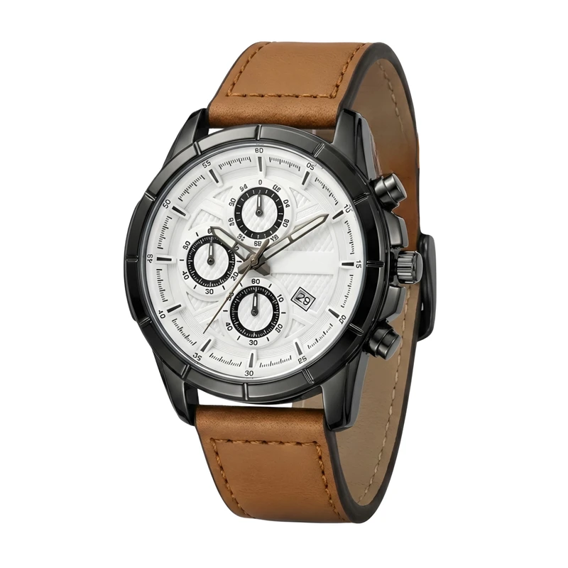 ساعت مچی عقربه‌ای کوارتز مردانه مدل اسپرت کلاسیک تک موتوره بند چرم قفل مگنتی کد M001