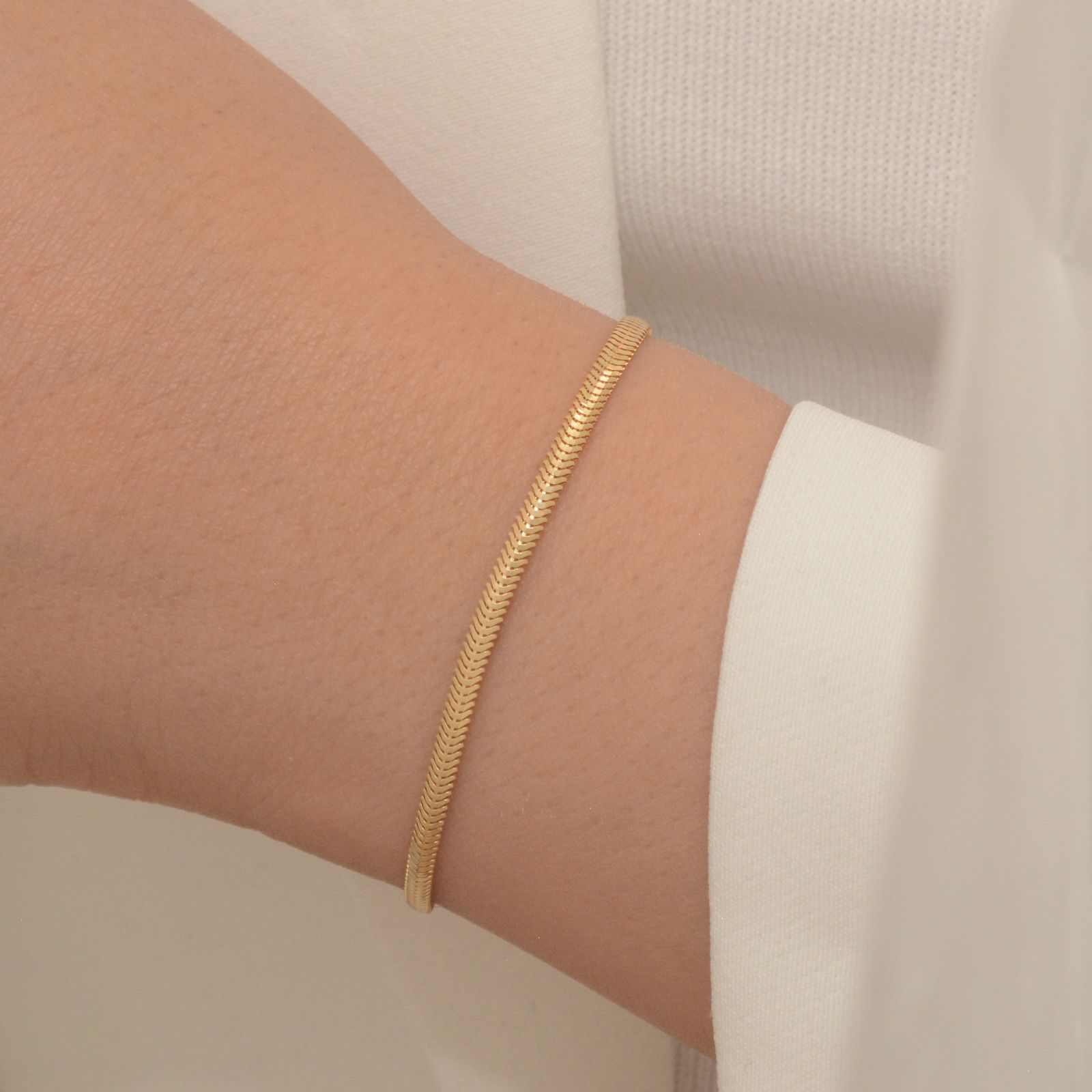 دستبند طلا 18 عیار زنانه طلای مستجابی مدل هرینگبون سه بعدی کد M17 -  - 2