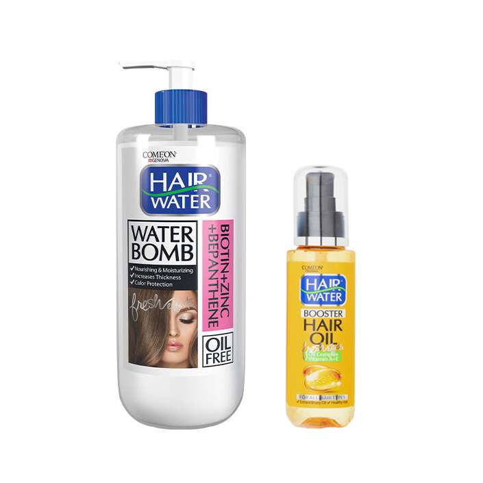 کرم آبرسان مو کامان مدل BIOTIN حجم 400 میلی لیتر به همراه روغن آرگان کامان مدل BOOSTER حجم 100 میلی لیتر 