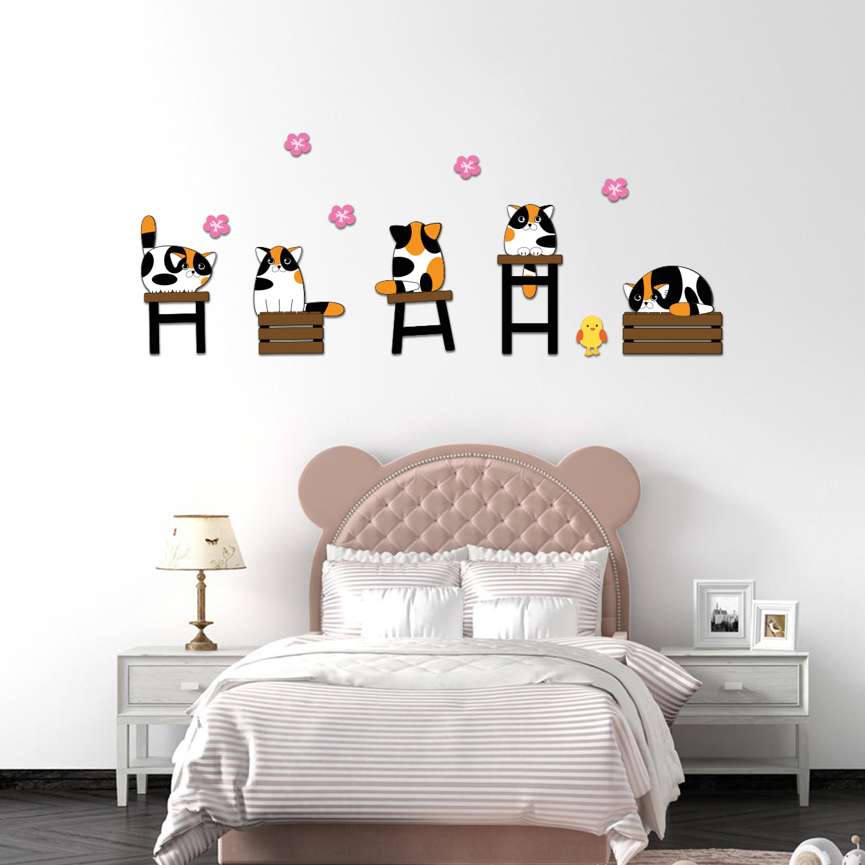 استیکر چوبی کودک باروچین مدل گربه های بازیگوش کد 1252