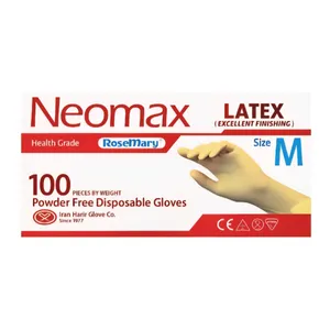 دستکش لاتکس غیر پودری حریر مدل نئومکس سایز متوسط (M) بسته ۱۰۰ عددی
