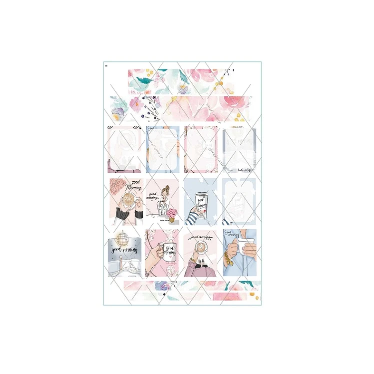برچسب مدل برش نخورده طرح اسکرپ بوک GOOD MORNING