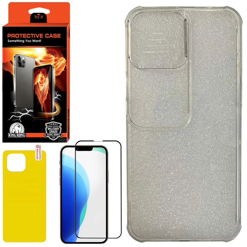 کاور کینگ کونگ مدل PC2A مناسب برای گوشی موبایل اپل Iphone 13 Pro به همراه محافظ صفحه نمایش و محافظ پشت گوشی