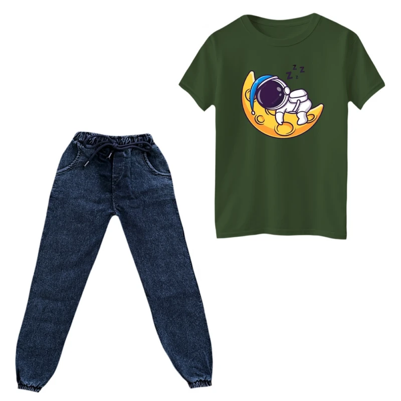 ست تی‌شرت و شلوار پسرانه مدل فضانورد کد ۴